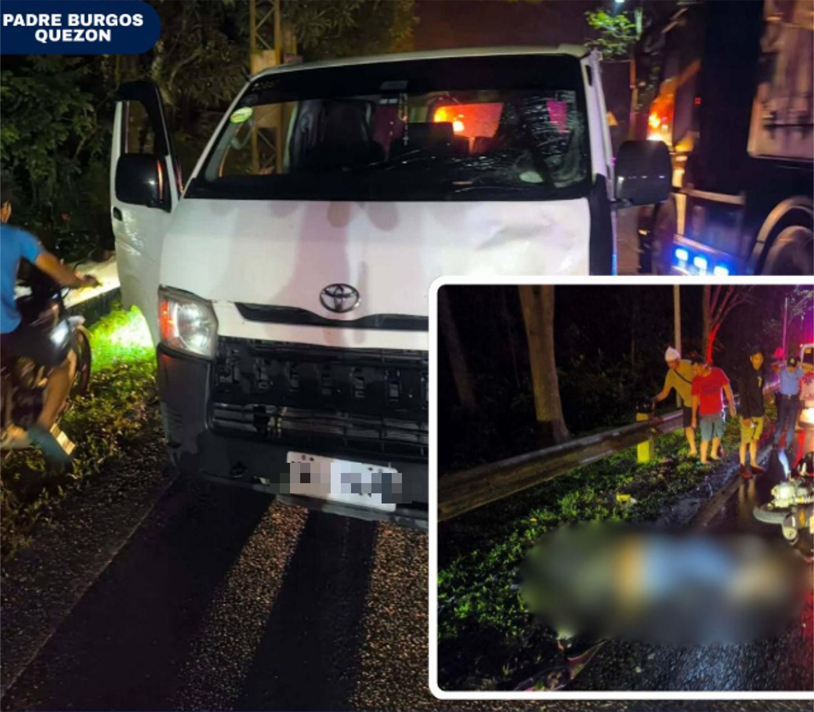 Motorcycle rider killed in head-on collision with overtaking van in Quezon Province